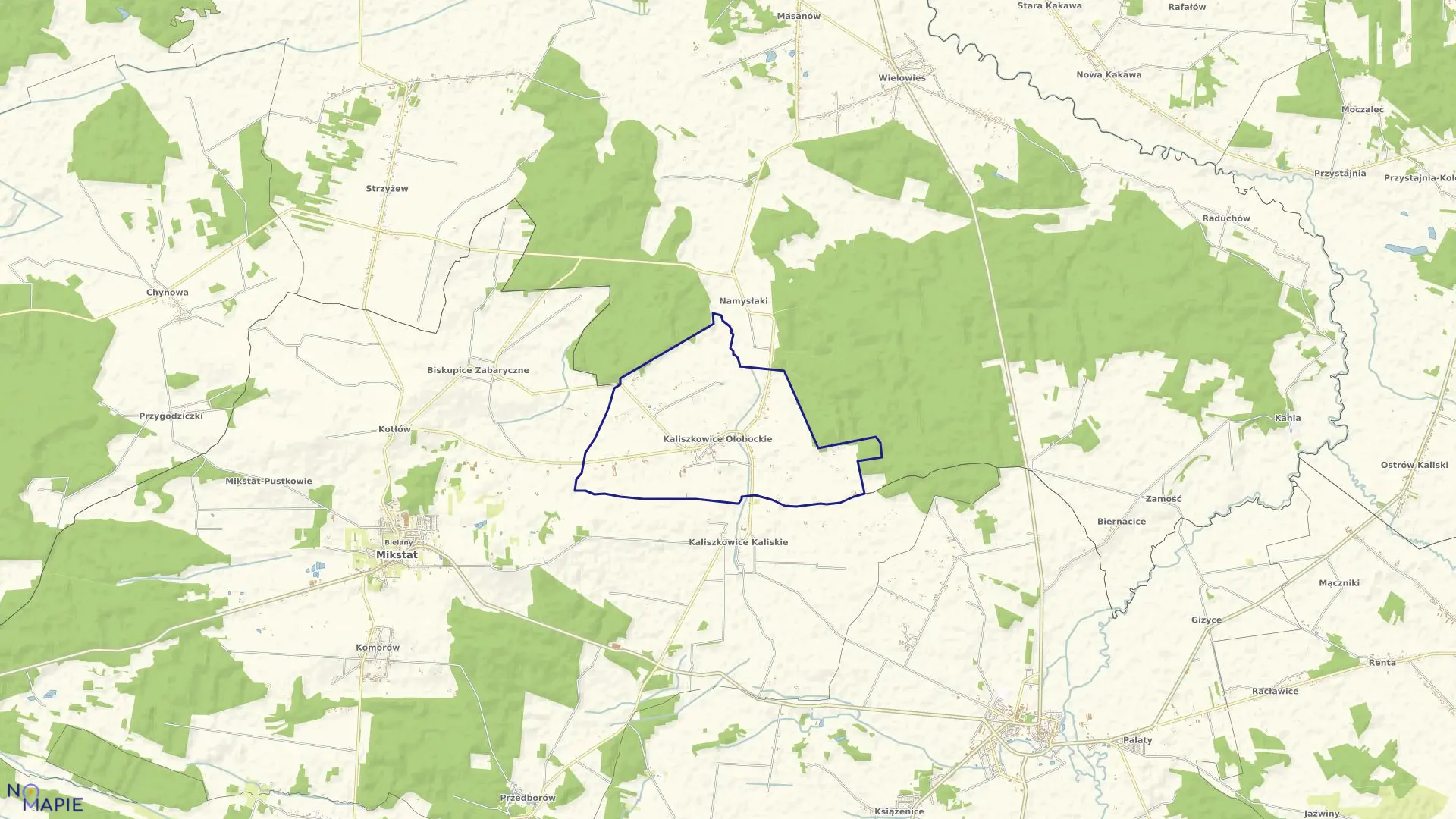 Mapa obrębu KALISZKOWICE OŁOB. w gminie Mikstat