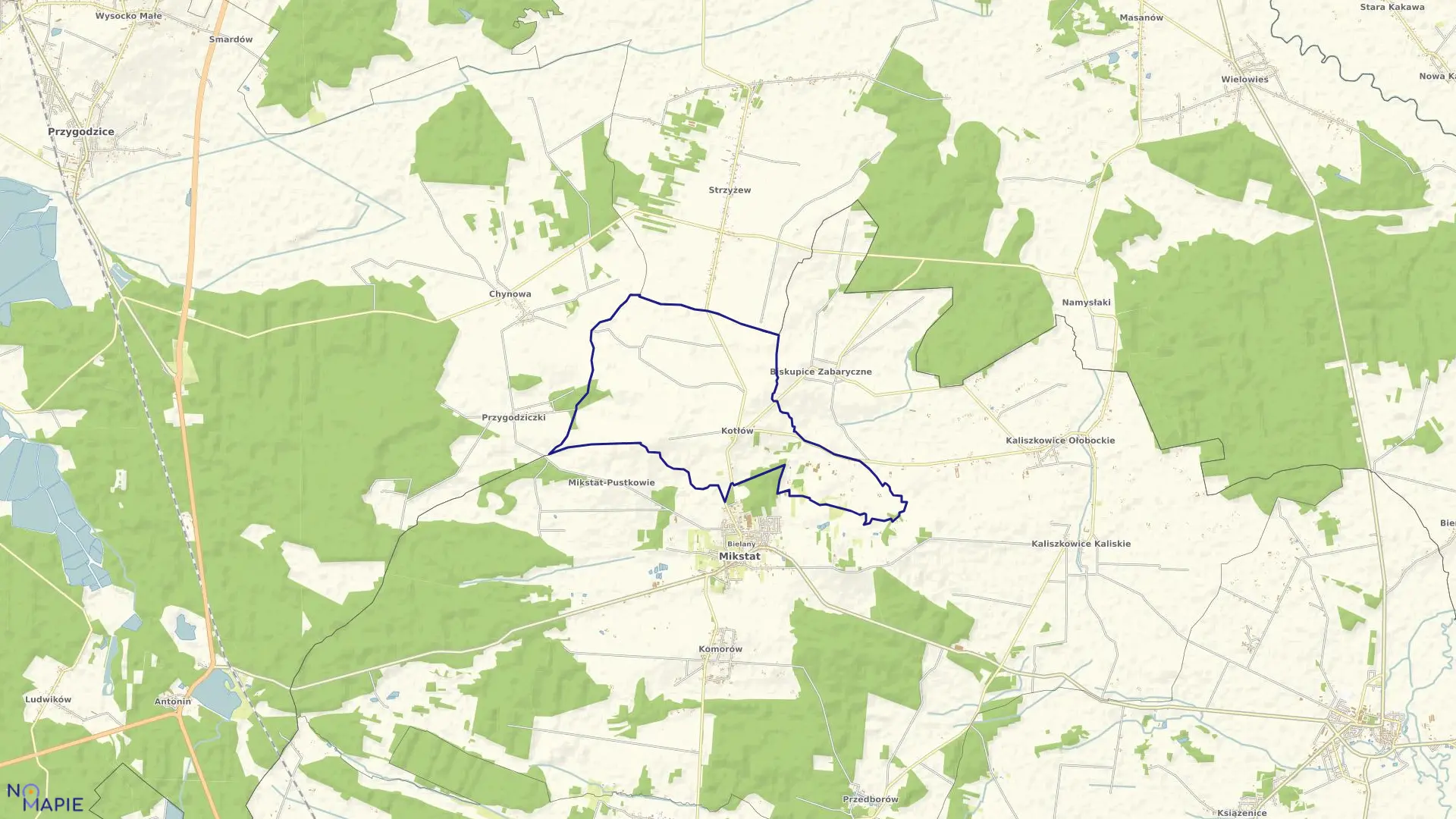 Mapa obrębu KOTŁÓW w gminie Mikstat