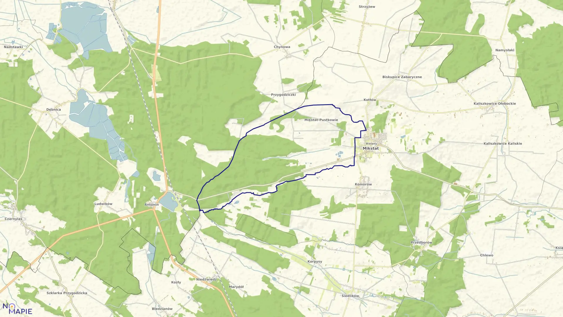 Mapa obrębu MIKSTAT PUSTKOWIE w gminie Mikstat