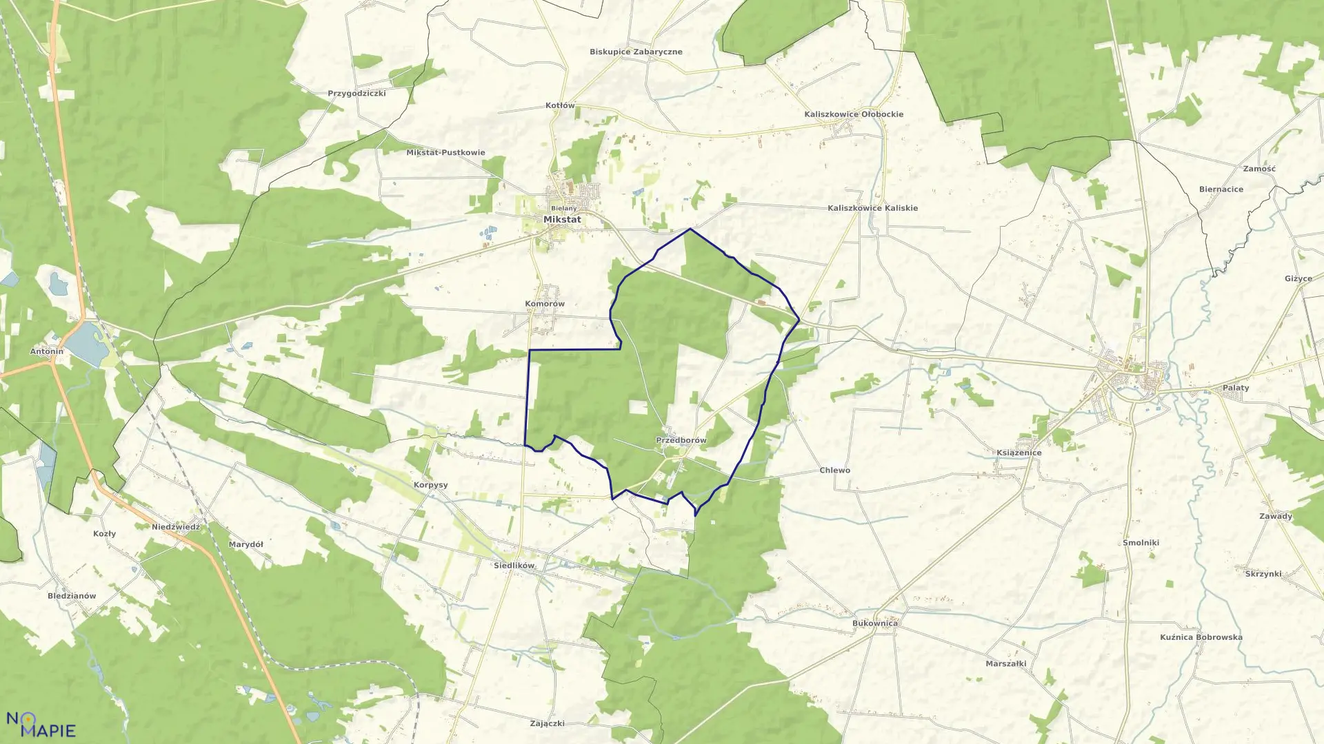 Mapa obrębu PRZEDBORÓW w gminie Mikstat